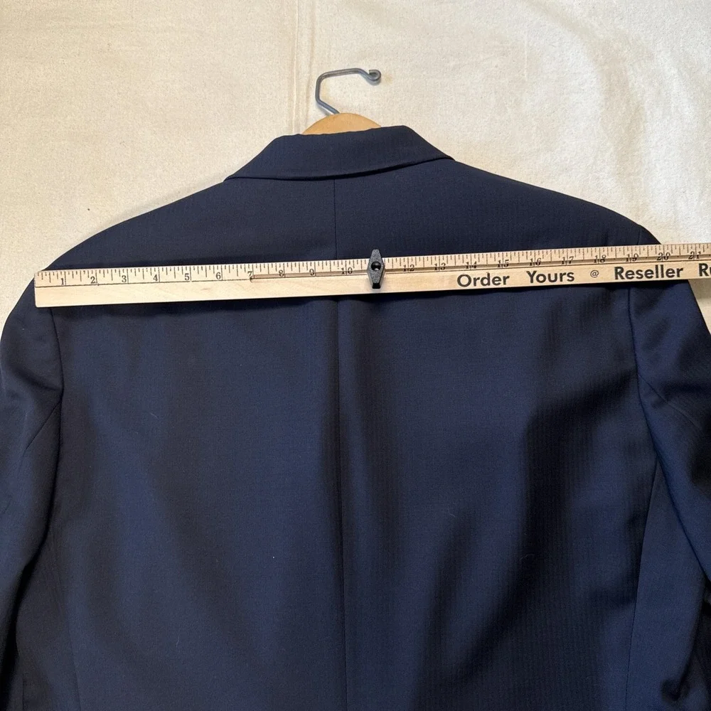 vtg 90s Ralph Lauren Chaps 44R 34x39 Navy 2pc Pant Suit Wool Cuffed Pleated
